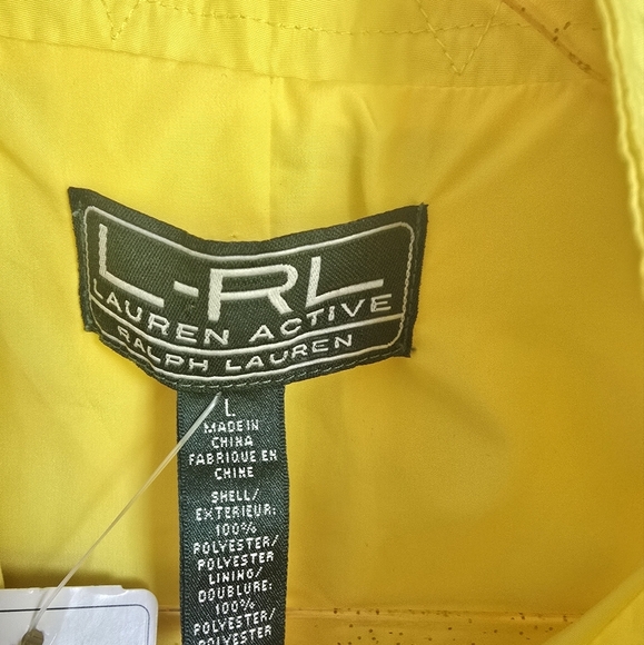 Ralph Lauren, New, Yellow Nylon Snap Zip Fron Cargo Utility Vest, Size Large - Picture 8 of 10
